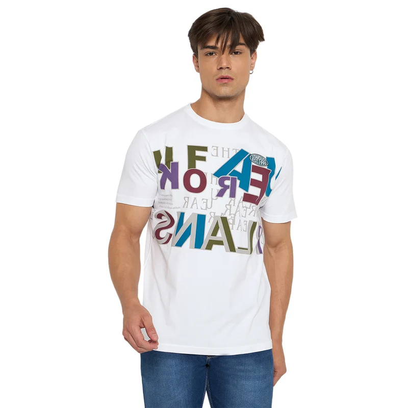 Duke Urban Men Half Sleeve Cotton T-shirt (LF7053) White / L / Printed