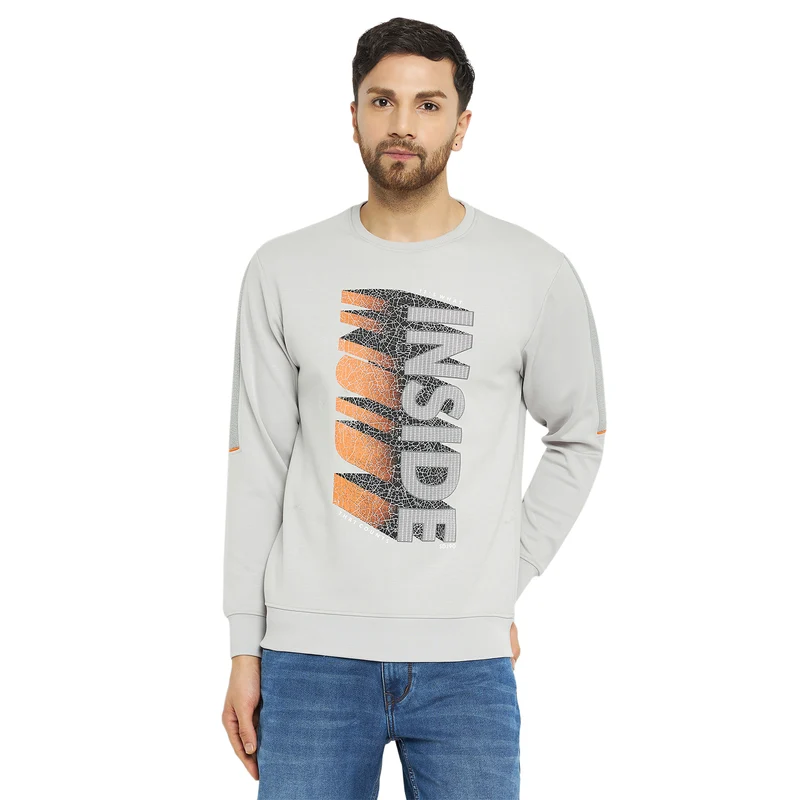 Duke Urban Men Round Neck Sweatshirt (LF6272) Cement / L / Printed