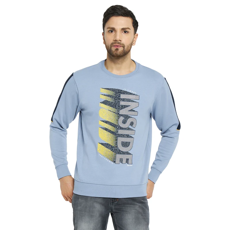 Duke Urban Men Round Neck Sweatshirt (LF6272) Stone Grey / XL / Printed