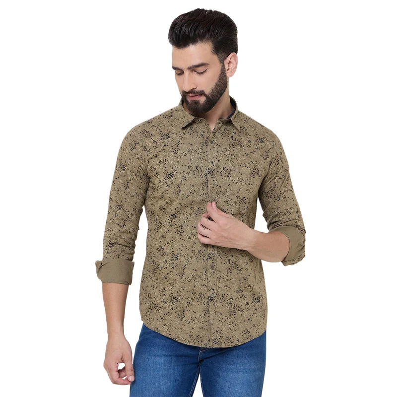 Duke Urban Men Full Sleeve Cotton Shirt (SDO7PRA) Olive / XXL / Printed