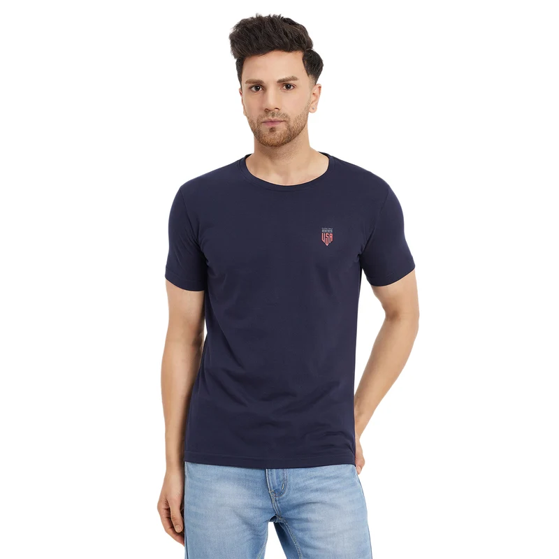 Duke Stardust Men Half Sleeve Cotton T-shirt (ONLF252) Navy / M / Solid