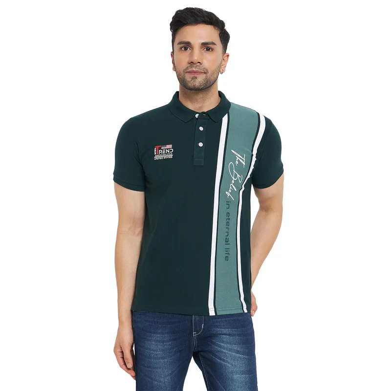 Duke Stardust Men Half Sleeve Cotton T-Shirt (LF7019) Bottle Green / L / Printed