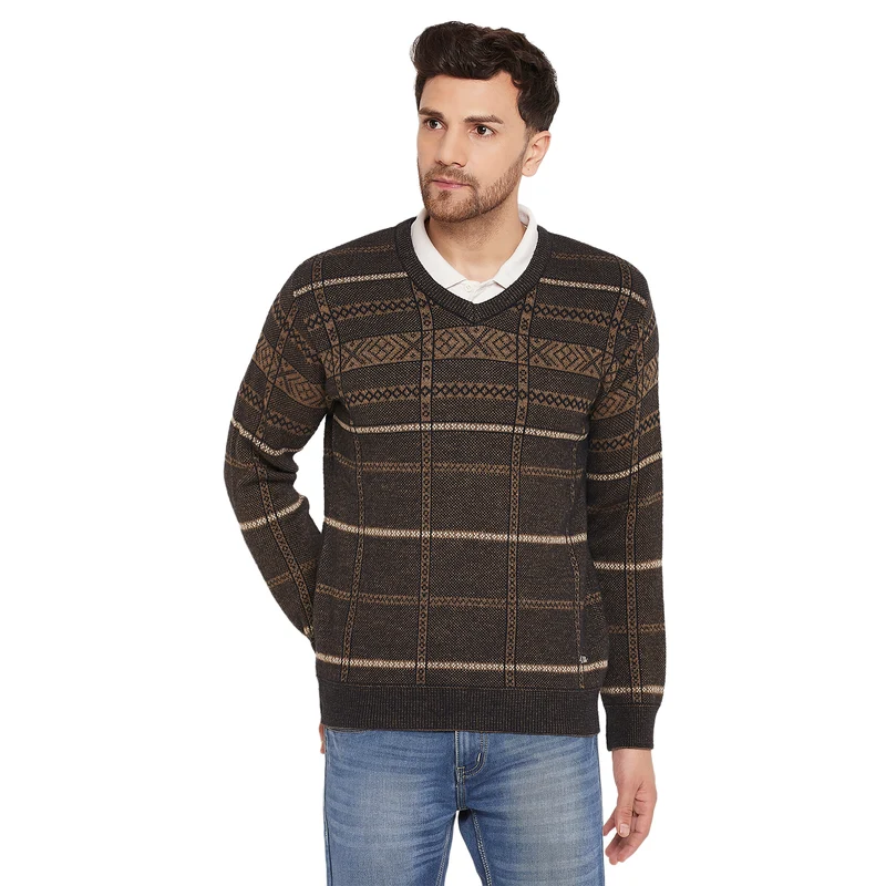 Duke Urban Men Full Sleeve Sweater (SDS2124) Beige Melange / L / Self Design