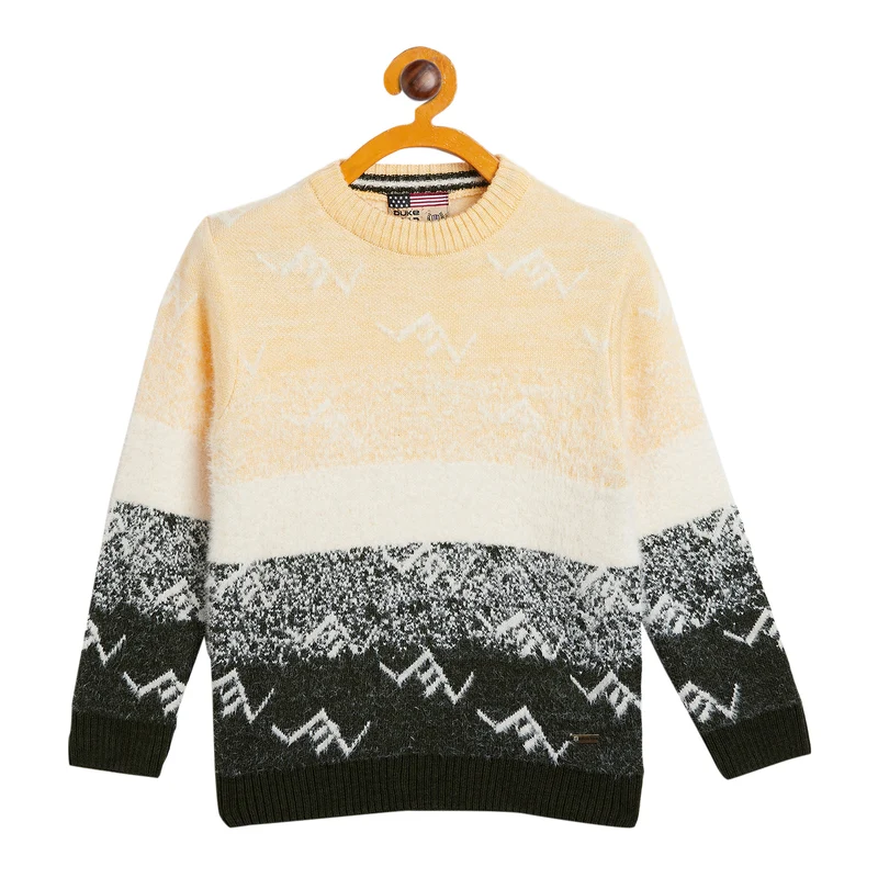 Duke Urban Boys Round Neck Sweater (SDS3615) Bottle Green / 28 / Colorblock