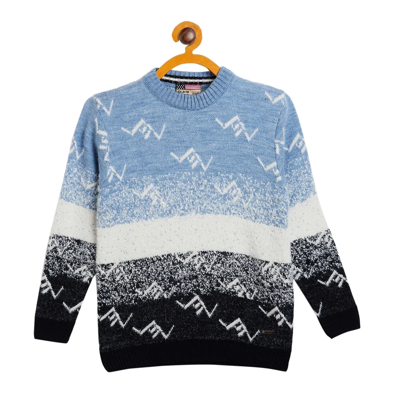 Duke Urban Boys Round Neck Sweater (SDS3615) Navy / 34 / Colorblock
