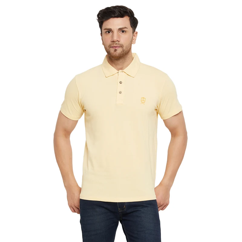 Duke Stardust Men Half Sleeve Cotton T-shirt (ONLF253) Butter / M / Solid