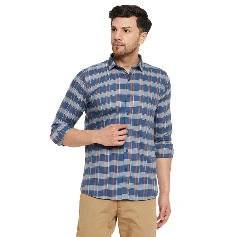 Duke Urban Men Full Sleeve Cotton Shirt (SDO8CKM) Blue / M / Checkered