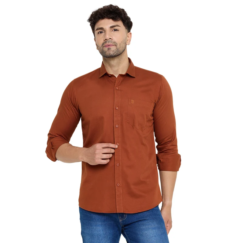 Duke Urban Men Full Sleeve Cotton Shirt (SDO8PLTA) Rust / XXL / Solid