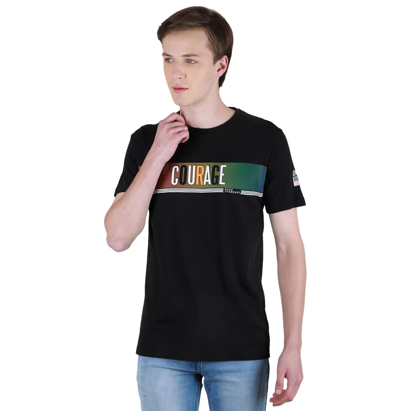 Duke Urban Men Half Sleeve Cotton Tshirt (LF7055) Black / XXL / Printed