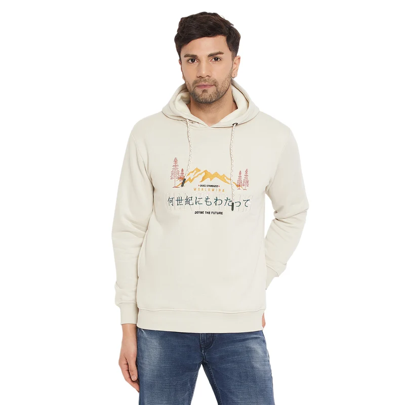 Duke Urban Men Hooded Sweatshirt (LF6246) XL / Fawn / Printed