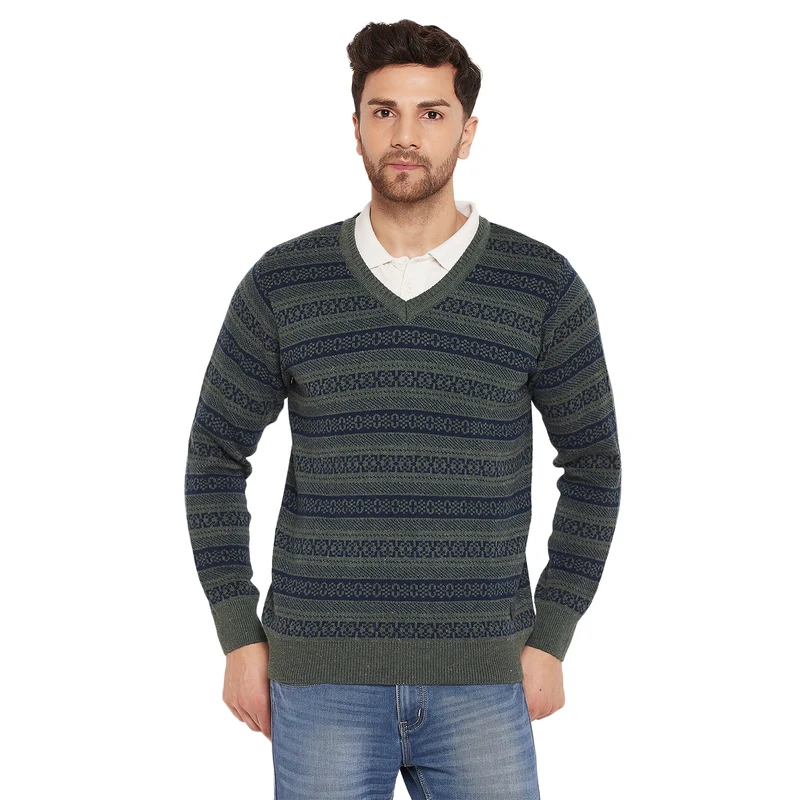 Duke Urban Men Full Sleeve Sweater (SDS2131) Green Mix / XXL / Self Design