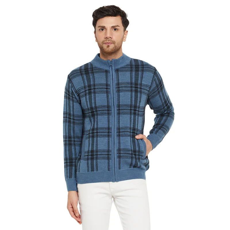 Duke Urban Men Full Sleeve Zipper Cardigan (SDS2154) Denim / XL / Self Design