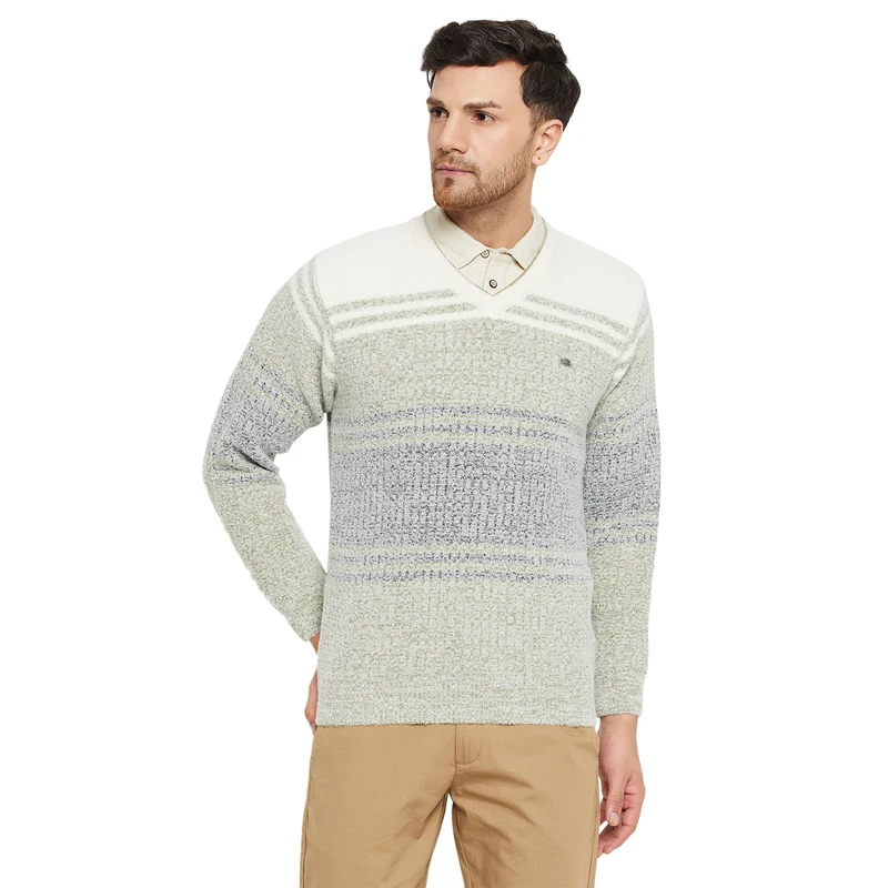 Duke Urban Men Full Sleeve V Neck Sweater (SDS2123) Off White / S / Self Design