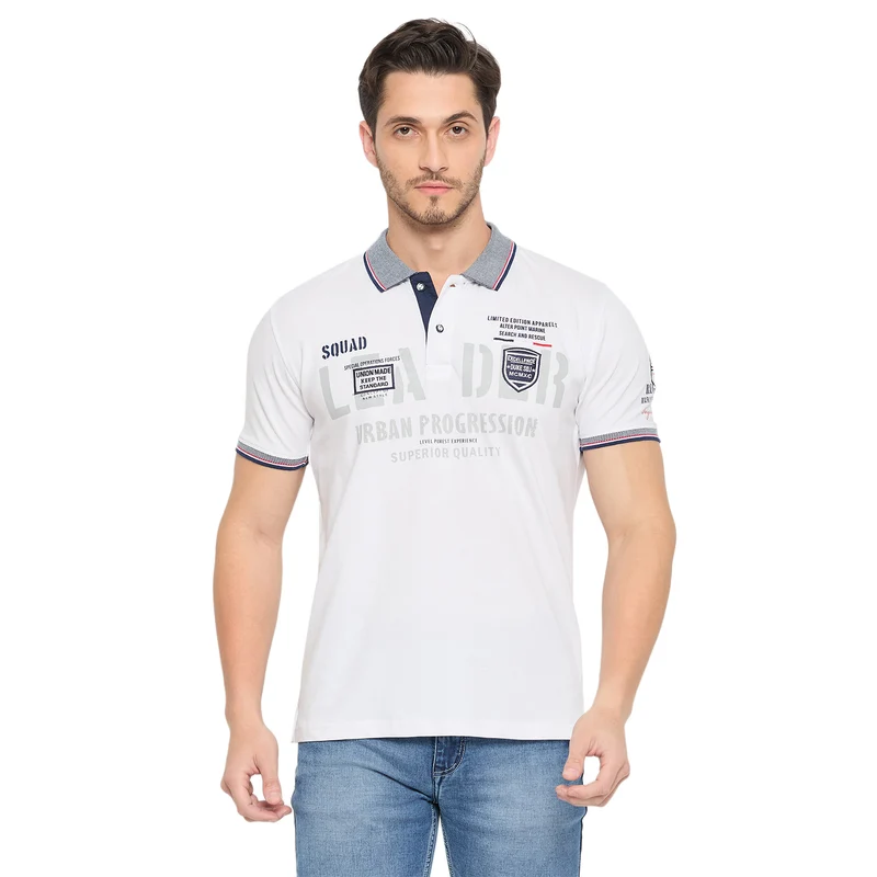 Duke Strardust Men Half Sleeve Cotton T-shirt (LF7031) White / S / Printed