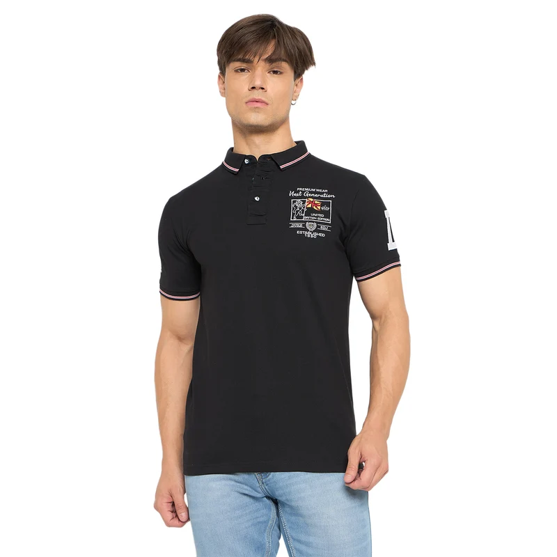 Duke Strardust Men Half Sleeve Cotton T-shirt (LF7043) Black / XXL / Printed