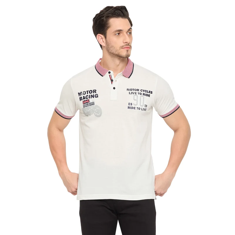 Duke Urban Men Half Sleeve Cotton T-shirt (LF7086) Off White / L / Printed