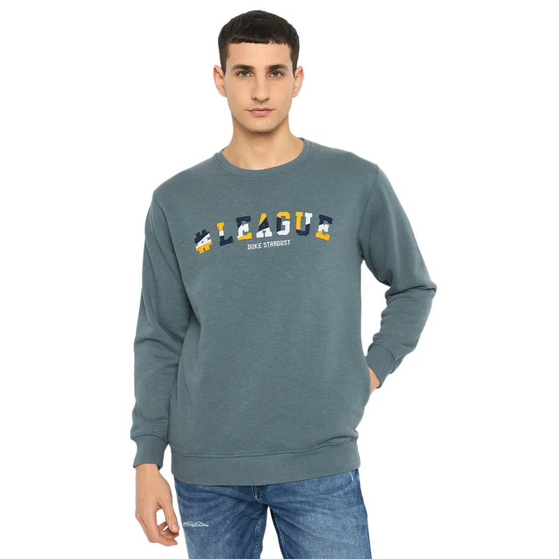 Duke Urban Men Full Sleeve Round Neck Sweatshirt (LF6227) Dark Slate / XL / Solid