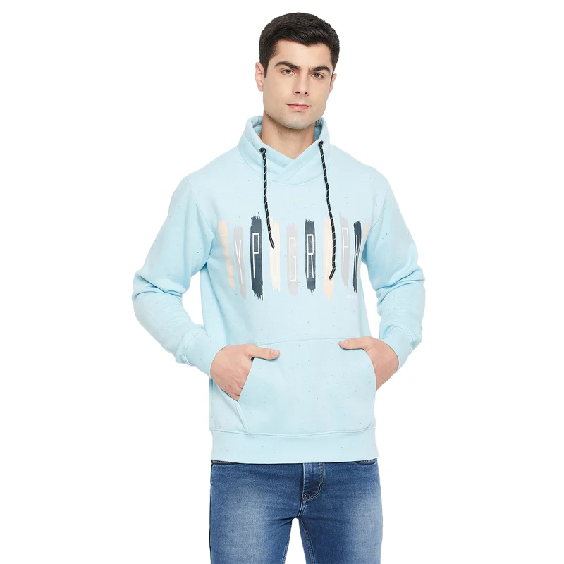 Duke Urban Men Cowl Neck Sweatshirt (LF6229) Sky Nep / S / Printed