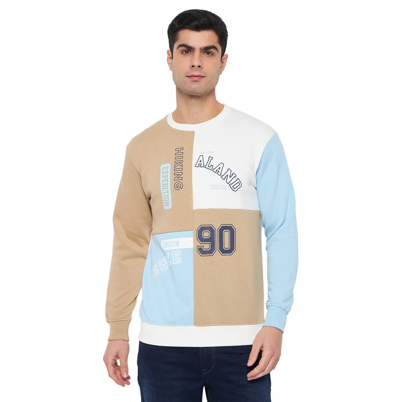 Duke Urban Men Round Neck Sweatshirt (LF6276) Sand / S / Color Block