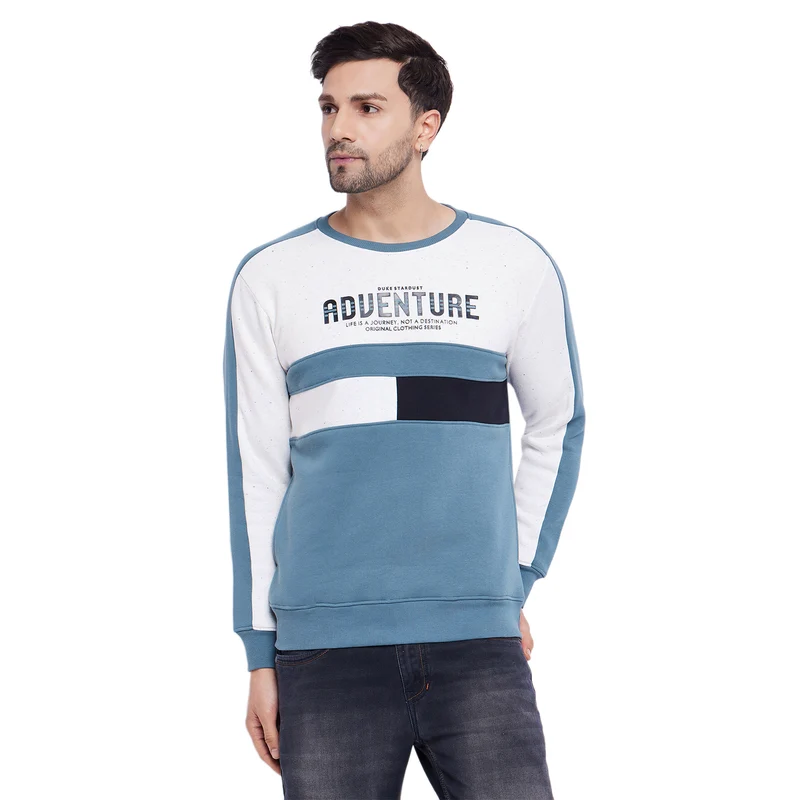 Duke Urban Men Round Neck Sweatshirt (LF6283) L / Dark Slate / Printed