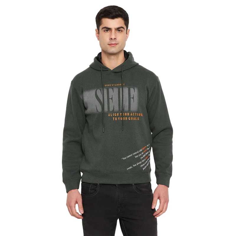 Duke Urban Men Hooded Sweatshirt (LF6293) Olive Mix / XL / Printed