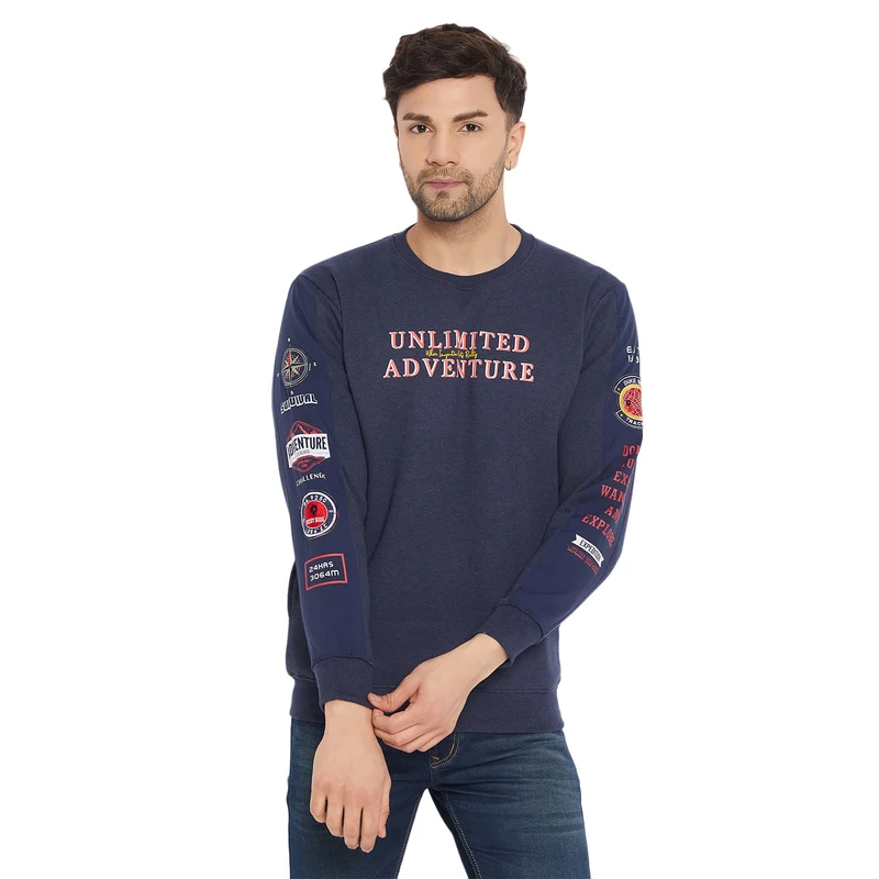 Duke Urban Men Round Neck Sweatshirt (LF6299) Navy Mix / M / Printed
