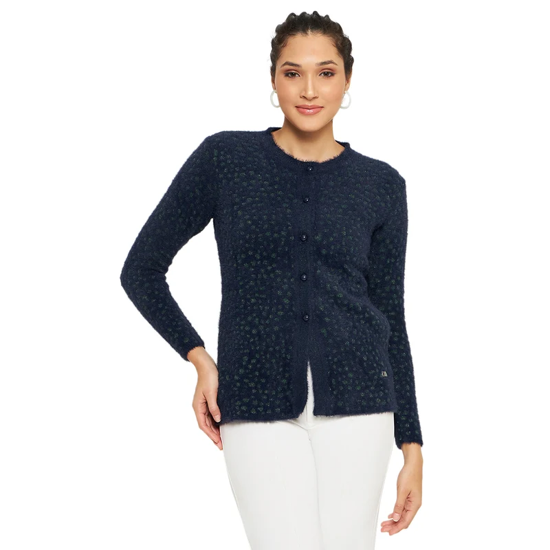 Duke Urban Women Full Sleeve Cardigan (SDS1143) Navy / XXL / Self Design