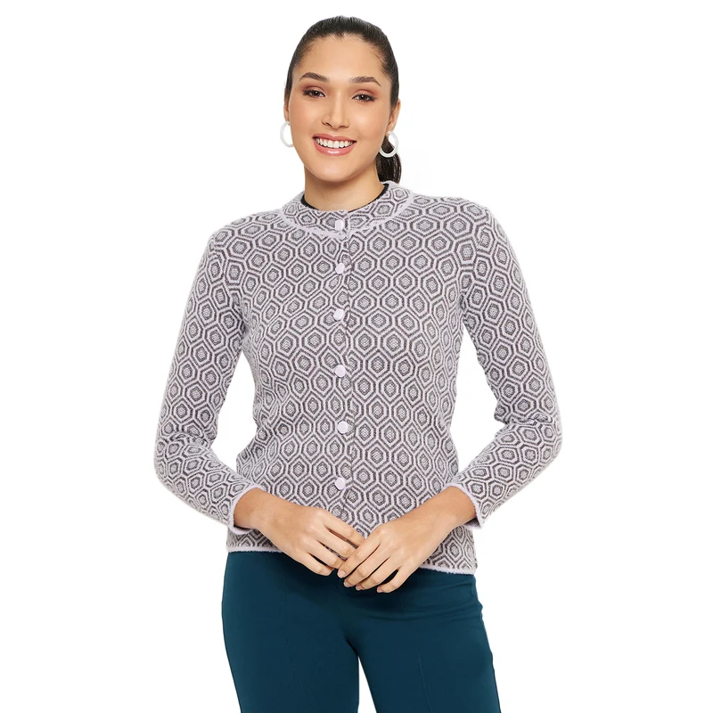 Duke Urban Women Full Sleeve Cardigan (SDS1185) Lavender / XL / Self Design