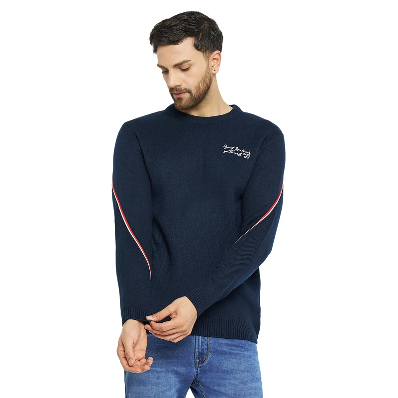 Duke Urban Men Full Sleeve Regular Fit Pullover (SDS2114) Navy / S / Solid