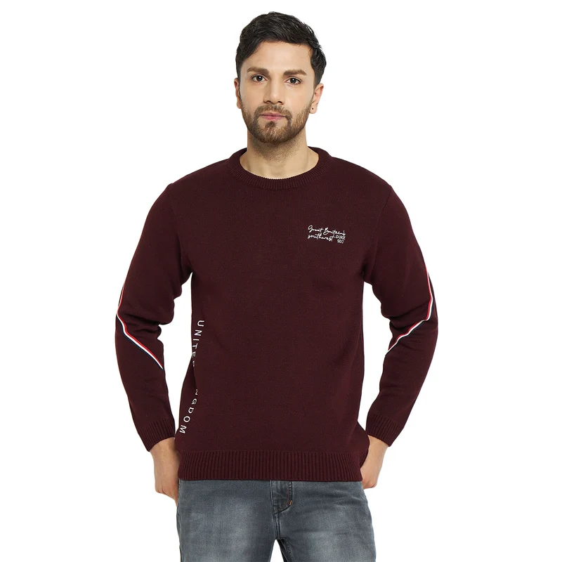Duke Urban Men Full Sleeve Regular Fit Pullover (SDS2114) Wine / S / Solid