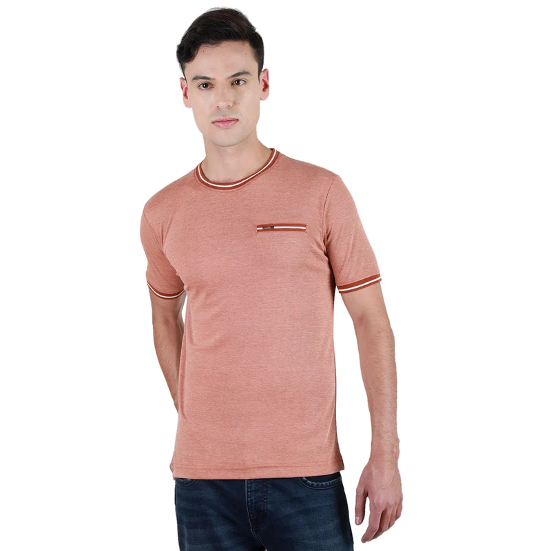 Duke Urban Men Half Sleeve Cotton Tshirt (LF7124) Rust / XL / Solid