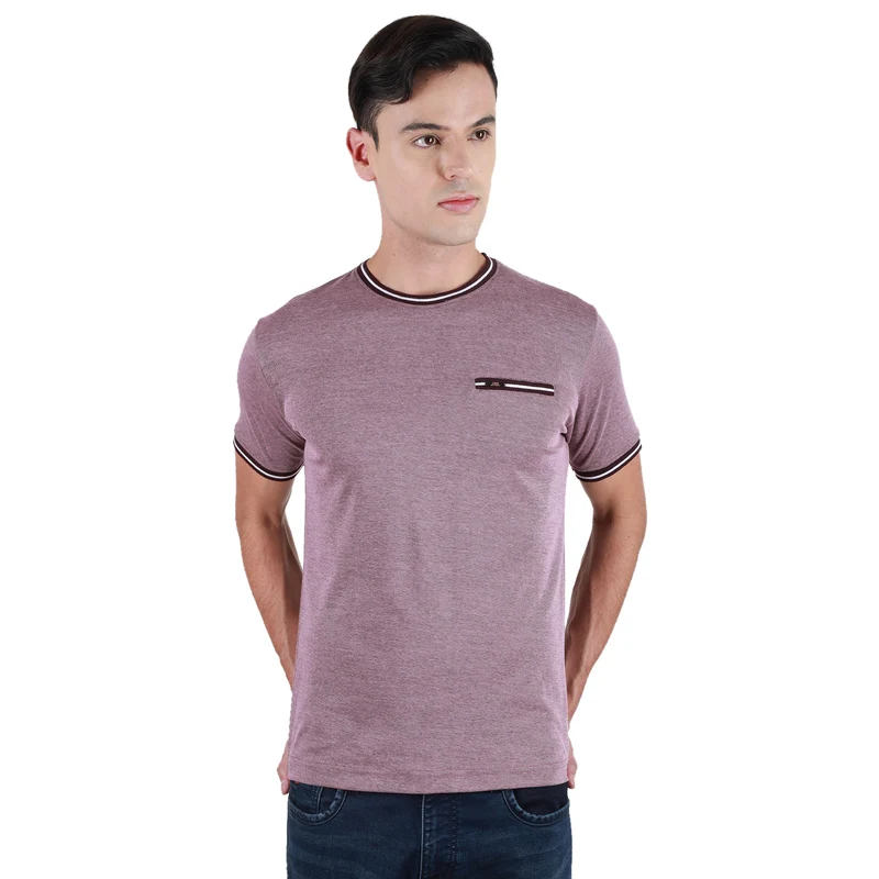 Duke Urban Men Half Sleeve Cotton Tshirt (LF7124) Wine / L / Solid