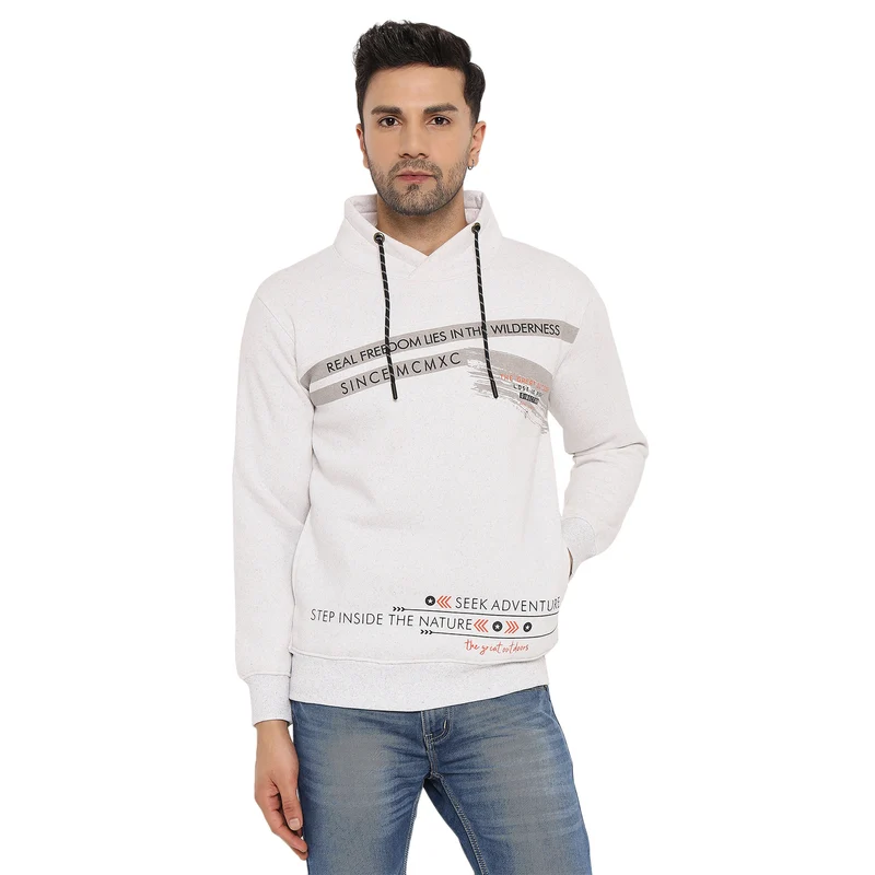 Duke Urban Men Cowl Neck Sweatshirt (LF6279) Grey Hairy / XL / Printed