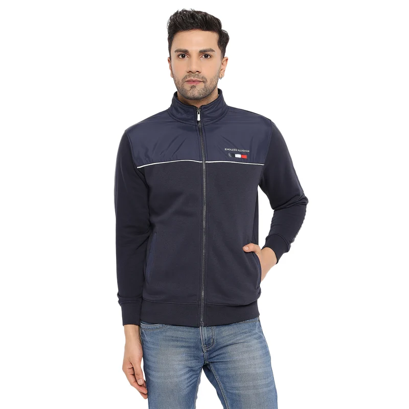 Duke Urban Men Zipper Sweatshirt (LF6259) S / Navy / Printed