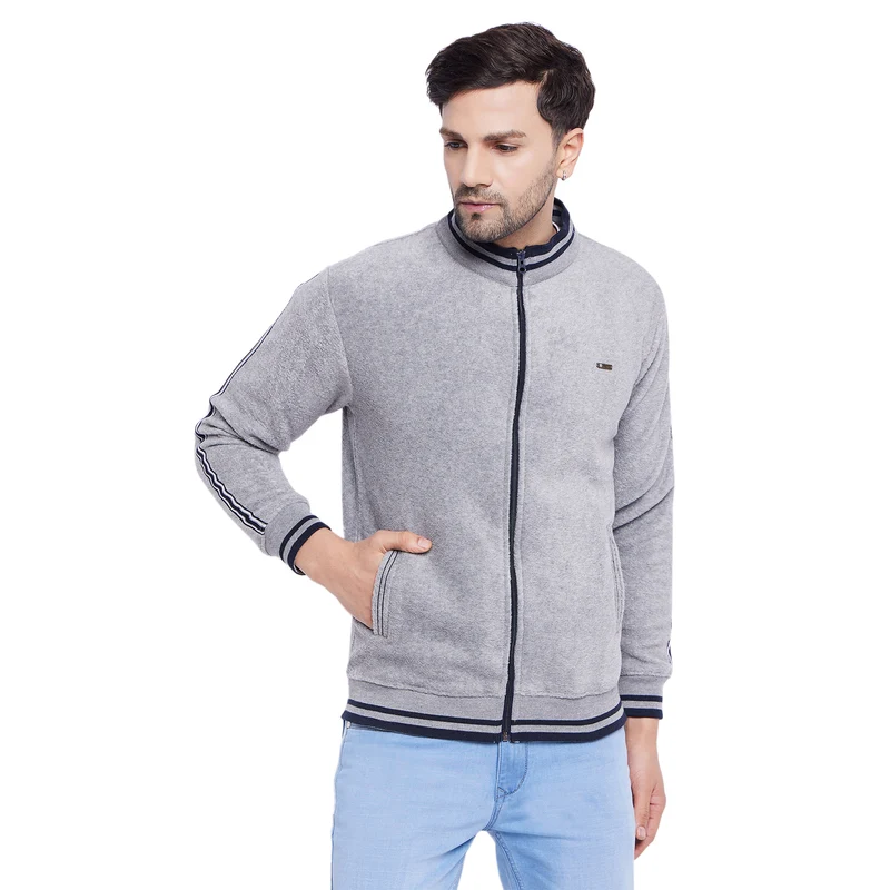 Duke Urban Men Zipper Sweatshirt (LF6291) XL / Grey Melange / Printed