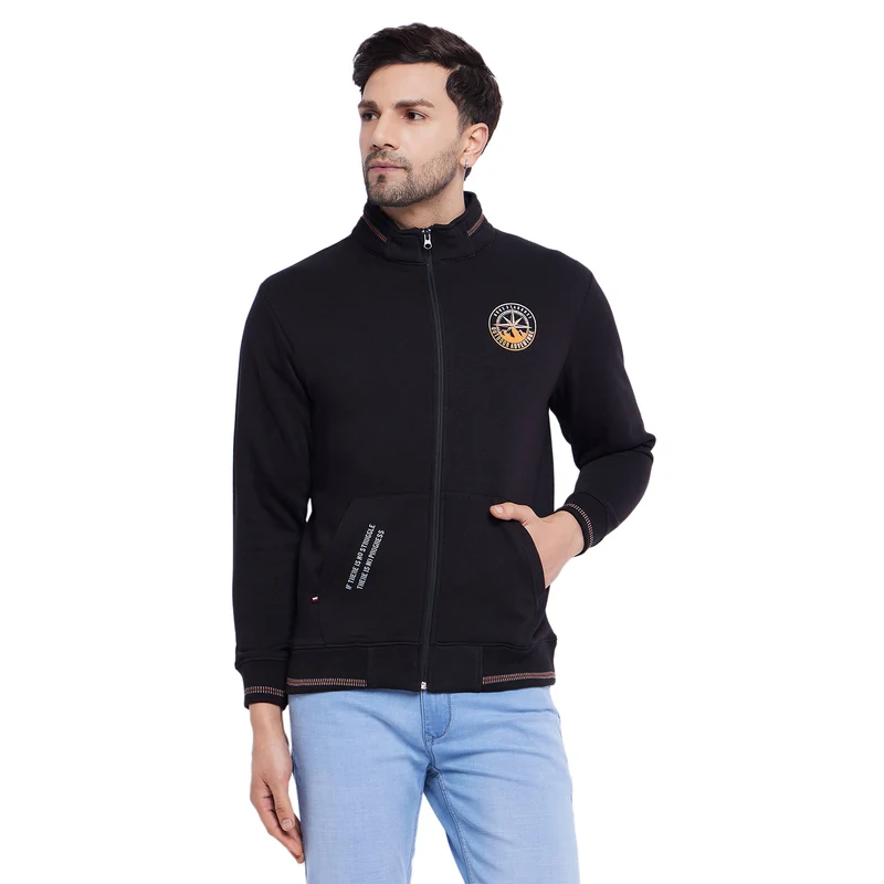 Duke Urban Men Zipper Sweatshirt (LF6303) M / Black / Solid
