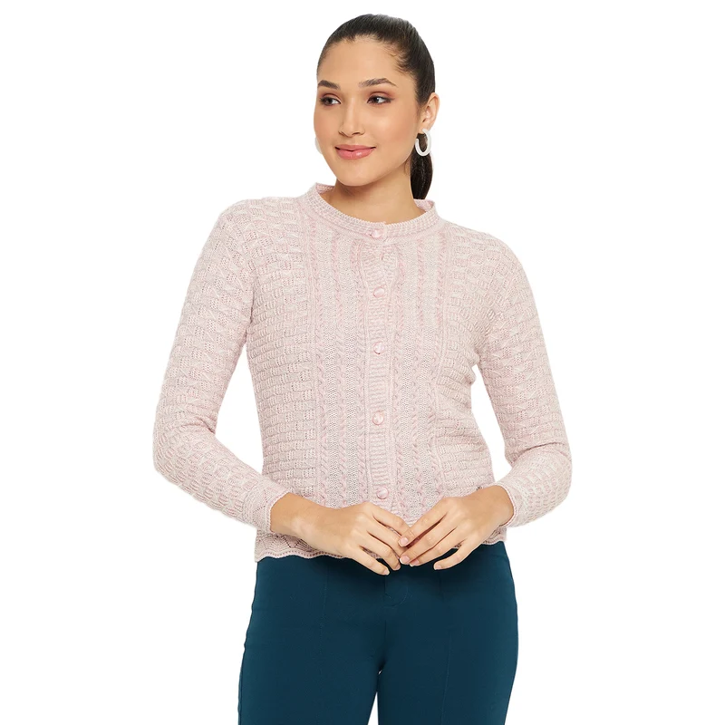 Duke Urban Women Full Sleeve Cardigan (SDS1189) L.Pink / M / Self Design