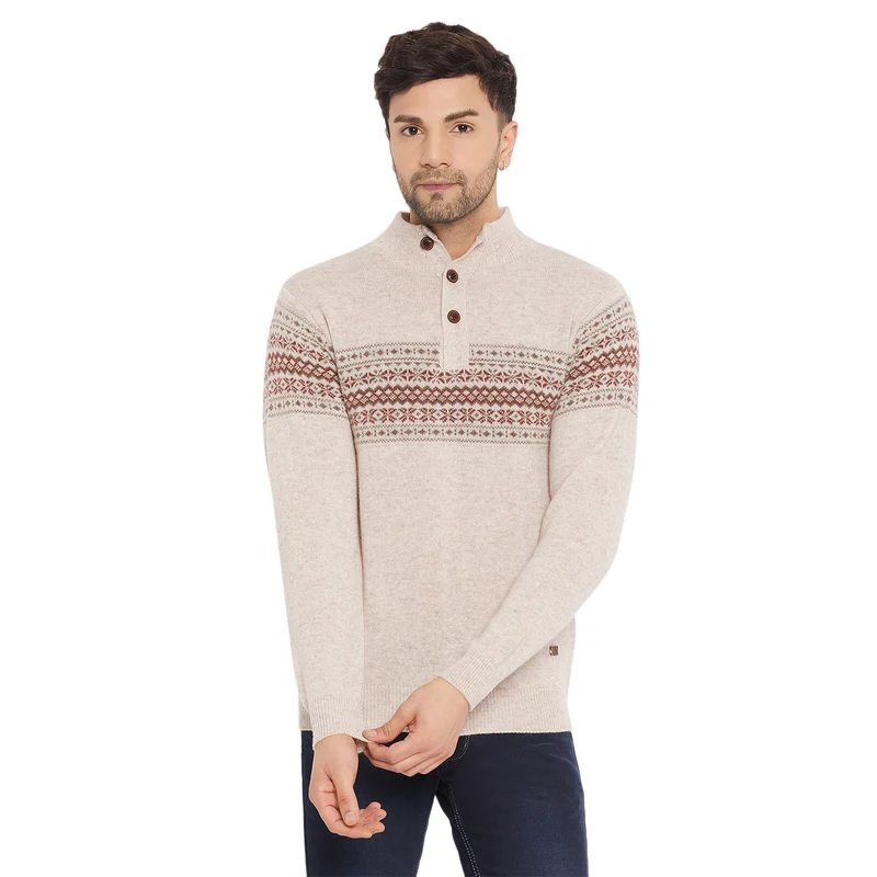 Duke Urban Men Full Sleeve Pullover (SDS2180) L.Beige / XL / Self Design