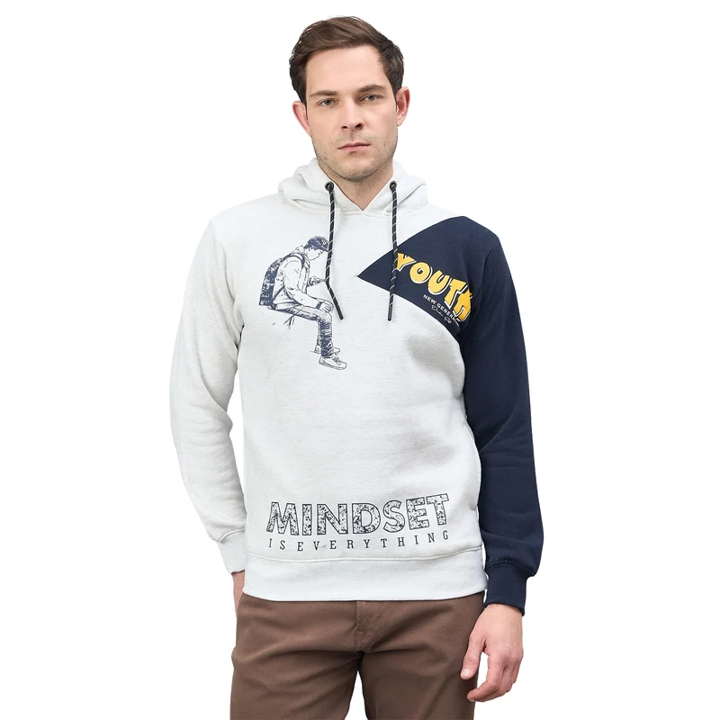 Duke Urban Men Hooded Sweatshirt (LF6240) L.Grey Melange / XL / Printed