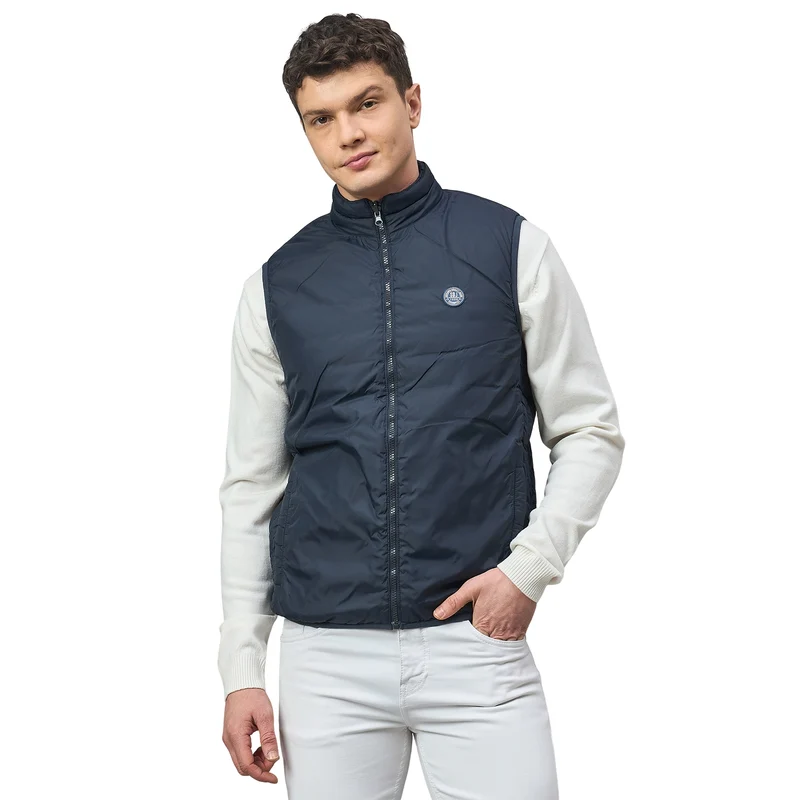 Duke Urban Men Sleeveless Slim Fit Reverisble Jacket (SDZ4092) Navy / XXL / Solid
