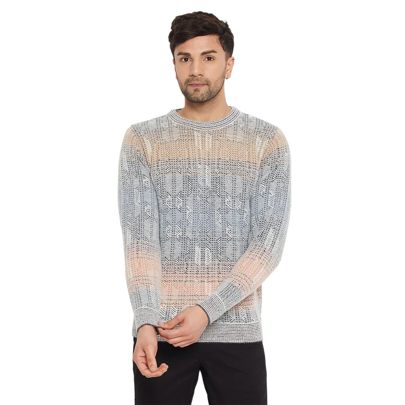 Duke Urban Men Full Sleeve Round Neck Pullover (SDS2116) Off White / M / Self Design