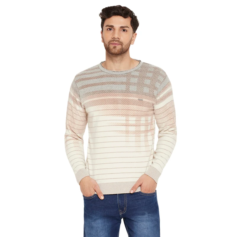 Duke Urban Men Full Sleeve Round Neck Pullover (SDS2111) Brown / XL / Striped