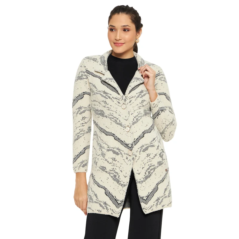Duke Urban Women Full Sleeve Cardigan (SDS1211) L.Fawn / M / Self Design