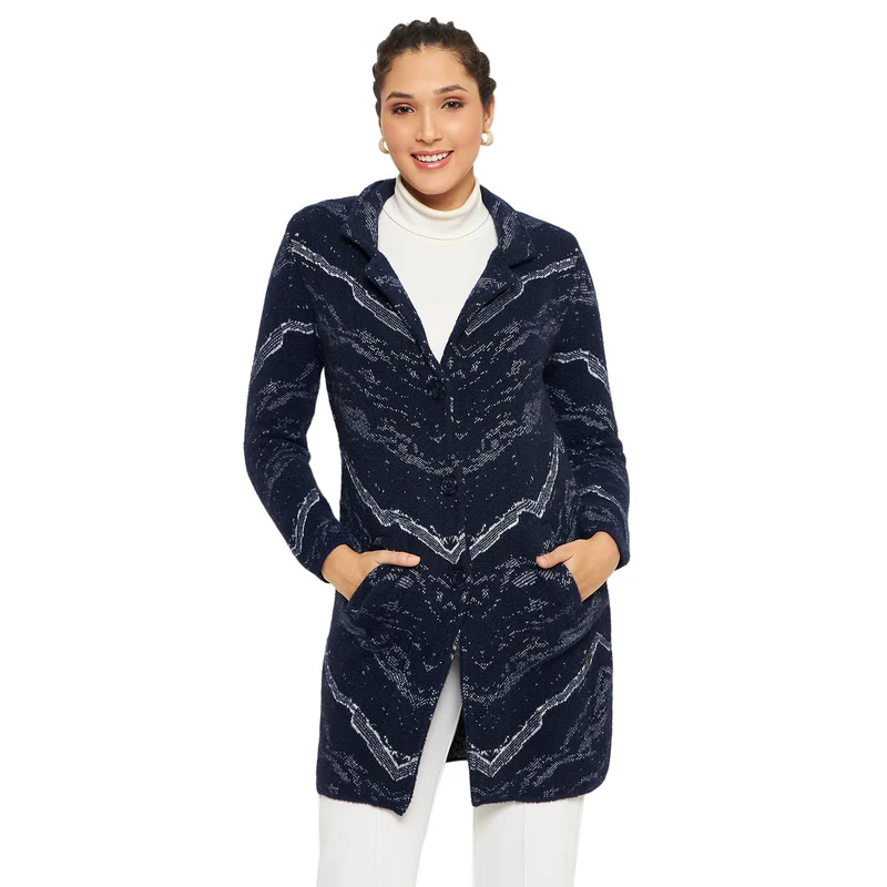 Duke Urban Women Full Sleeve Cardigan (SDS1211) Navy / S / Self Design