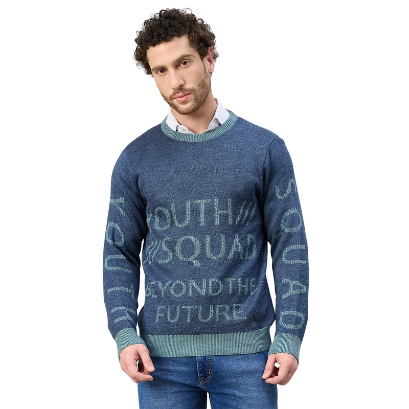 Duke Urban Men Full Sleeve Round Neck Pullover (SDS2118) Air Force / XL / Self Design