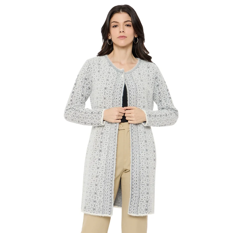 Duke Urban Women Full Sleeve Long Shrug (SDS1222) Grey / M / Self Design
