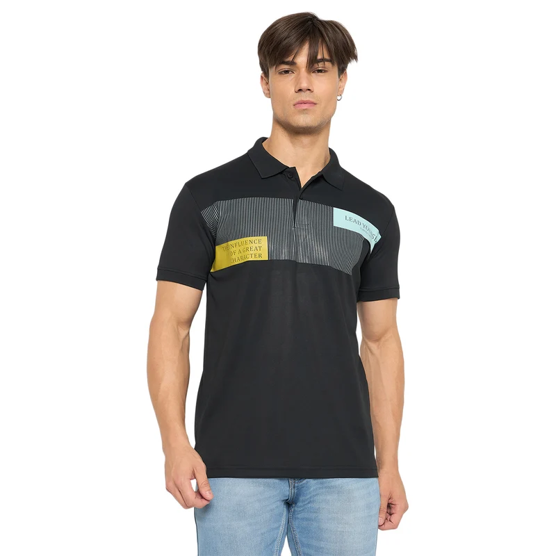 Duke Urban Men Half Sleeve Cotton T-shirt (LF7141) Black / M / Printed