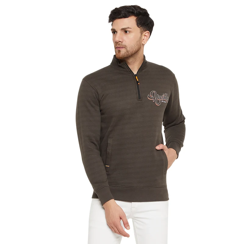 Duke Urban Men Half Zip Sweatshirt (LF6332) Olive / XXL / Striped