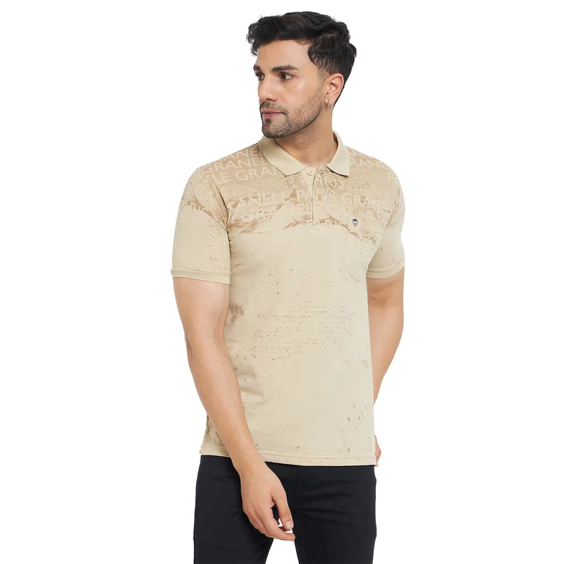 Duke Urban Men Half Sleeve Cotton T-shirt (MLF7117) Sand / L / Printed