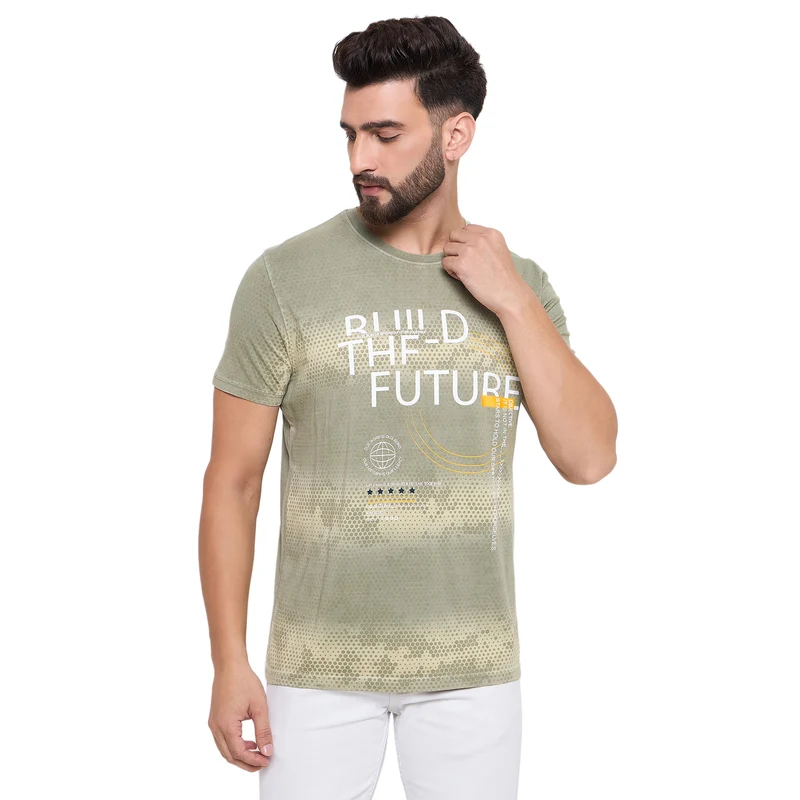 Duke Urban Men Half Sleeve Cotton Tshirt (LF7135) Olive / XXL / Printed